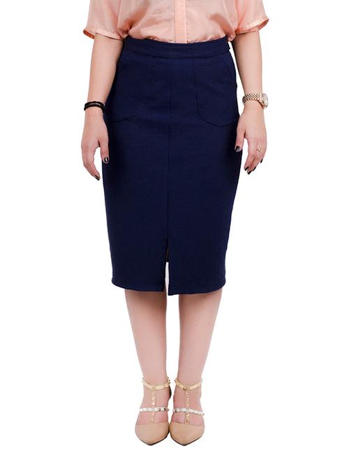 navy blue satin skirt - 12564459 - Very Small Image - 1