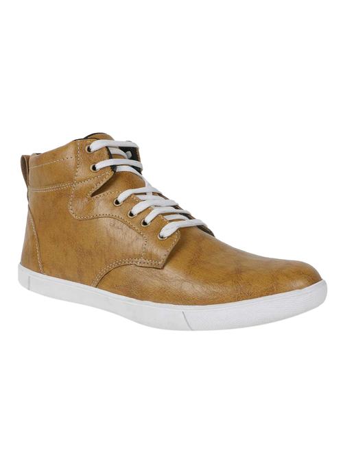 tan synthetic lace up sneakers - 12565893 - Very Small Image - 1