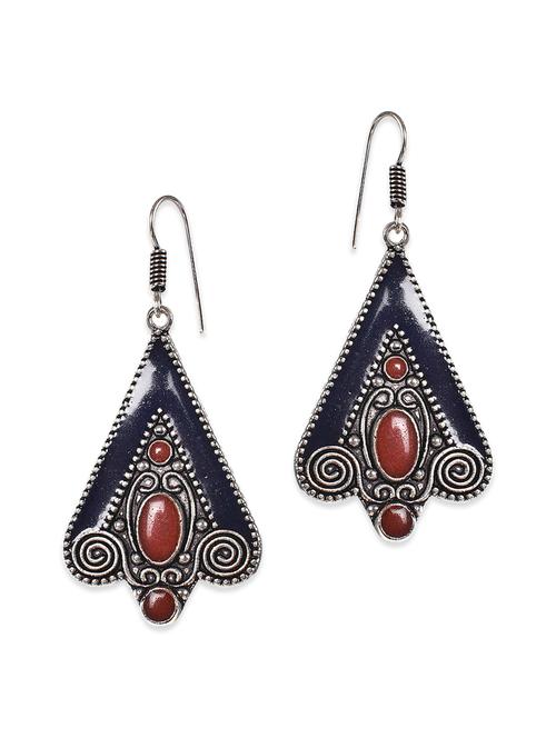 multi colored silver plated drop earring - 12572884 - Very Small Image - 1