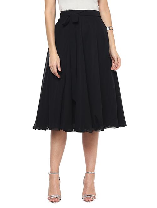 black georgette flared skirts - 12573358 - Very Small Image - 1
