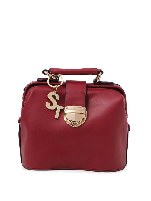 maroon leatherette satchel - 12577336 - Very Small Image - 1