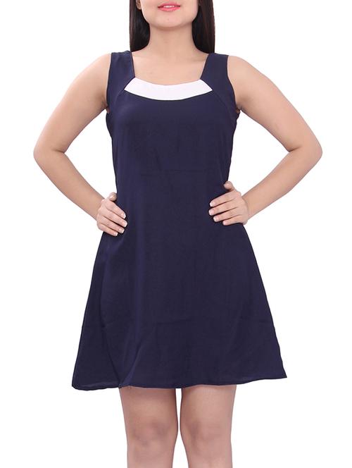 navy blue cotton aline dress - 12578385 - Very Small Image - 1