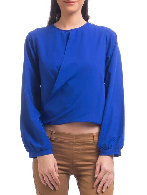 blue full sleeve asymmetrical top - 1257880 - Very Small Image - 1