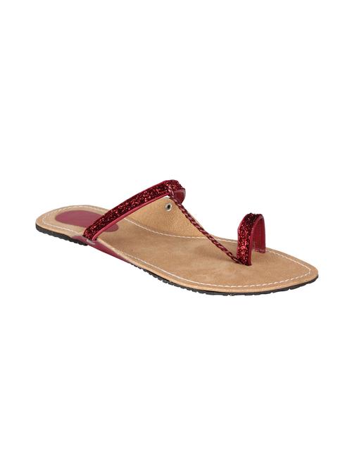 red faux leather kolapuri - 1257949 - Very Small Image - 1