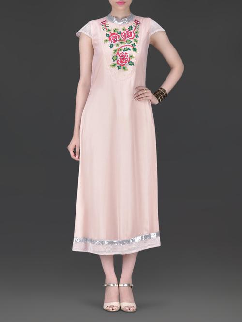 embroidered pale pink dress - 1258009 - Very Small Image - 1