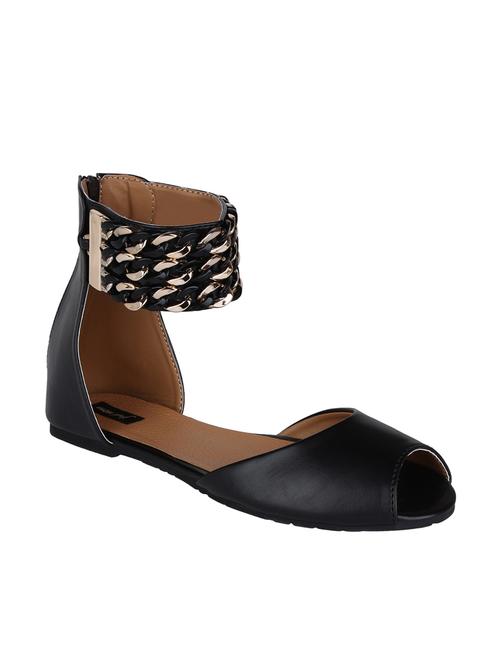 black faux leather back strap sandals - 12582966 - Very Small Image - 1