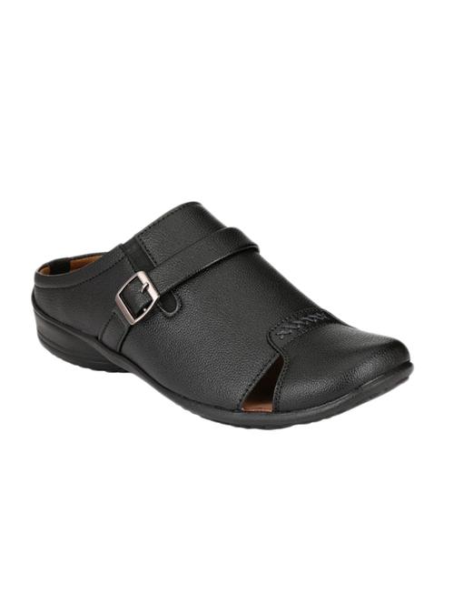 black leatherette slip on sandal - 12583497 - Very Small Image - 1