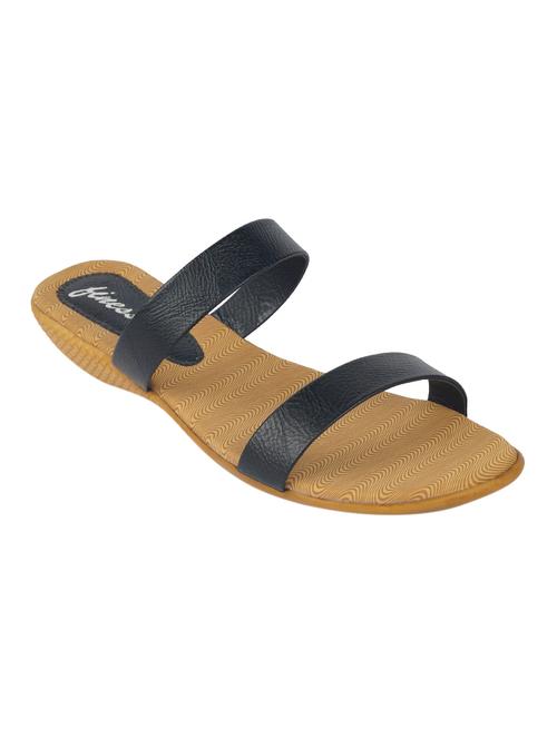 black leatherette slip on sandals - 12585231 - Very Small Image - 1