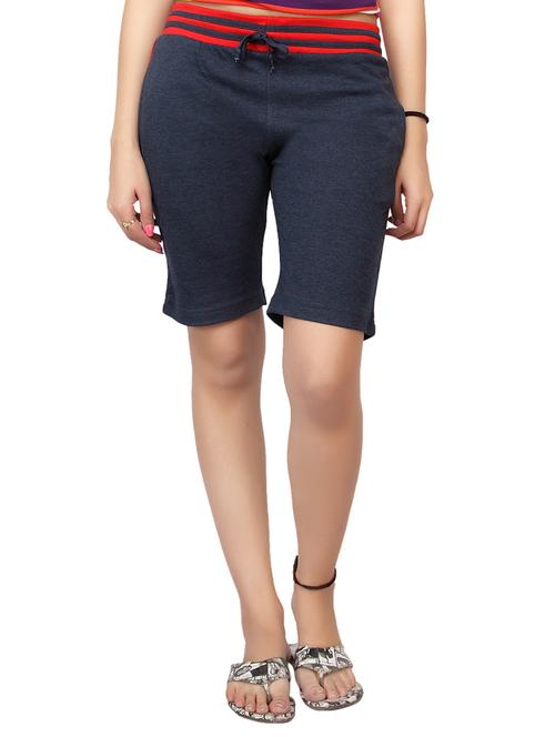 navy blue hosery sports shorts - 12585582 - Very Small Image - 1