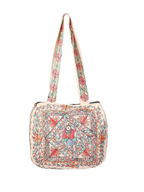 imithila madhubani style birds handpainted shoulder bag for women and girls - 12586051 - Very Small Image - 1