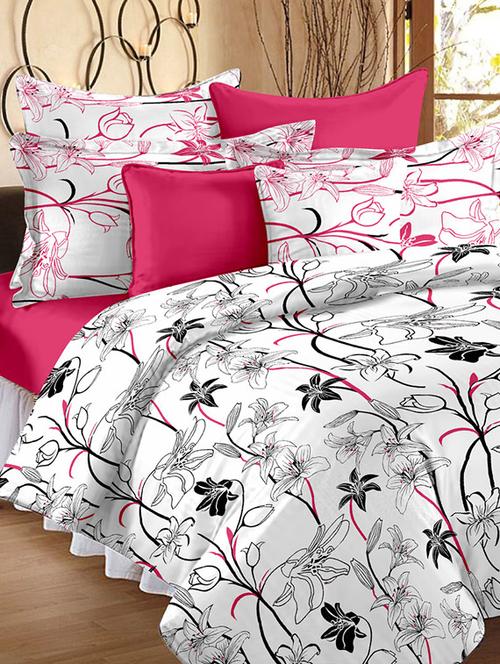 186 tc 100% cotton white 1 double bedsheet with 2 pillow cover - 12587287 - Very Small Image - 1