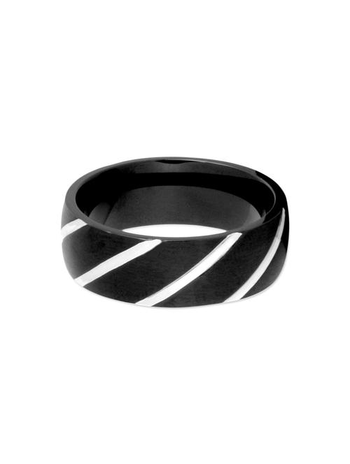 black satin less steel ring - 12588584 - Very Small Image - 1