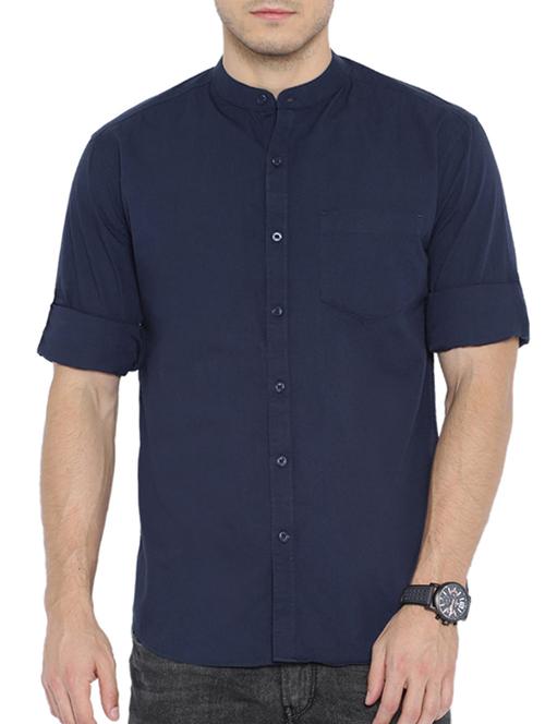 navy blue cotton casual shirt - 12589272 - Very Small Image - 1