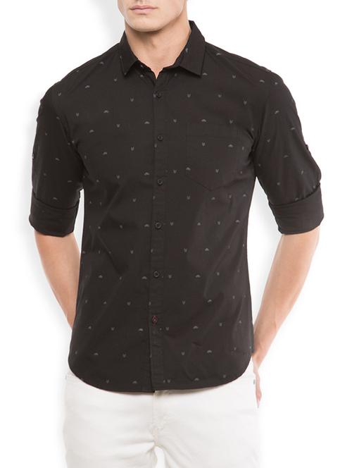 black cotton casual shirt - 12590172 - Very Small Image - 1