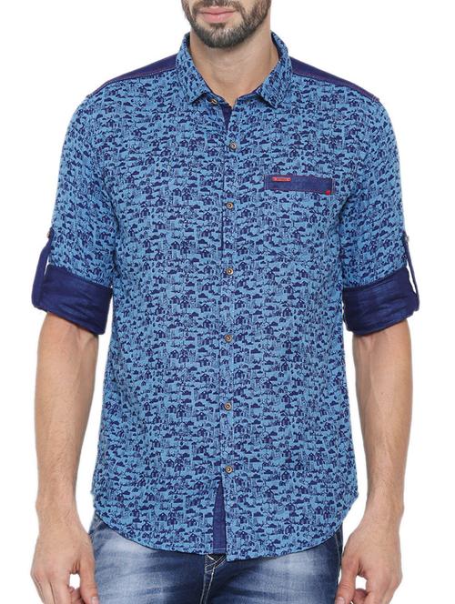 blue linen casual shirt - 12594082 - Very Small Image - 1