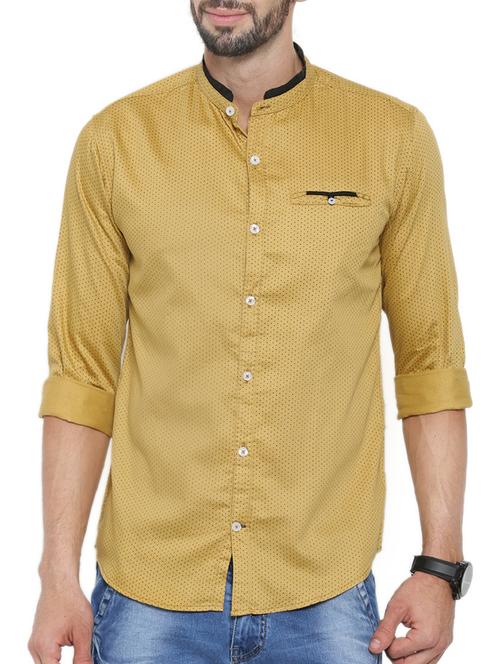 yellow polka dot cotton casual shirt - 12594087 - Very Small Image - 1