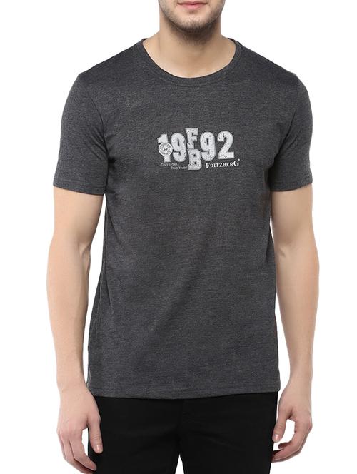 grey cotton chest print tshirt - 12619232 - Very Small Image - 1