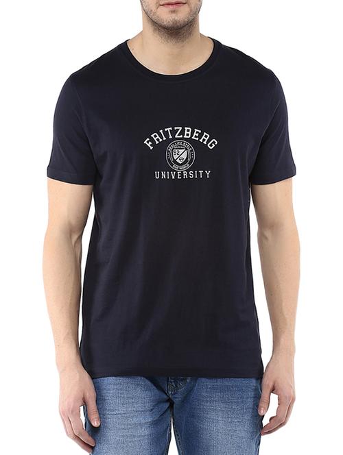 black cotton chest print tshirt - 12619254 - Very Small Image - 1