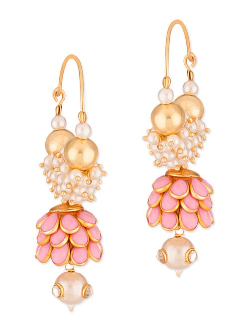 Pink Metallic Embellished Pacchi Earrings - 1264742 - Very Small Image - 1