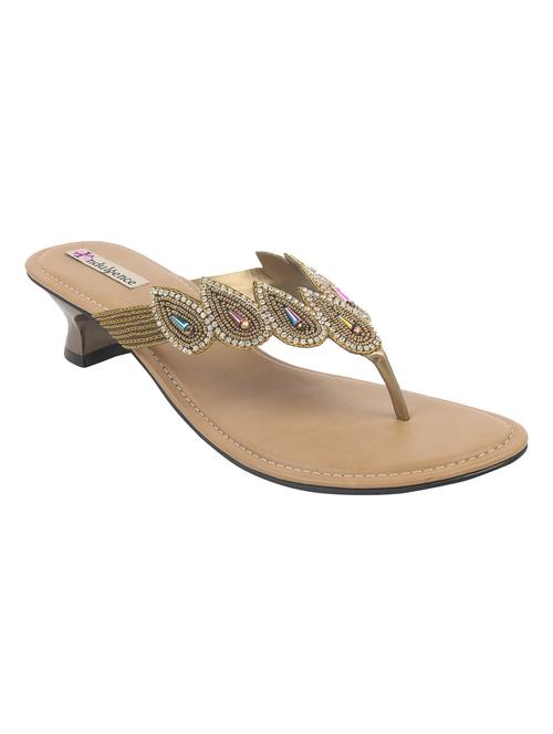 gold leatherette sandals - 12648633 - Very Small Image - 1