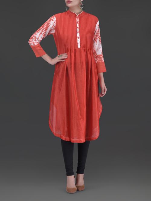 red chanderi silk pin-tuck tunic - 1265488 - Very Small Image - 1