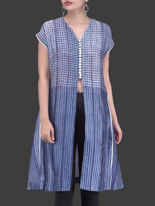 blue chanderi silk jacket - 1265522 - Very Small Image - 1