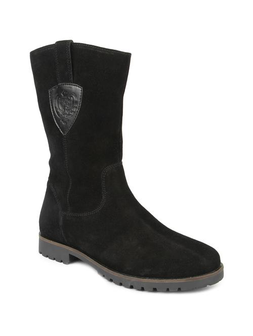 black leatherette calf-length zippered boots - 1266795 - Very Small Image - 1