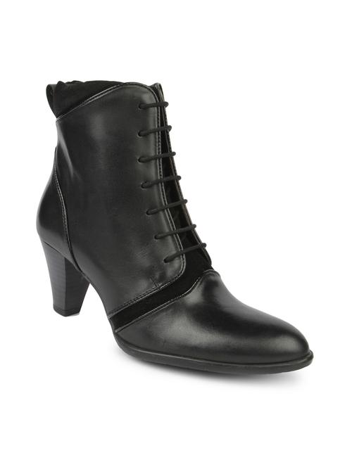 black lace-detailed zippered leatherette boots - 1266799 - Very Small Image - 1