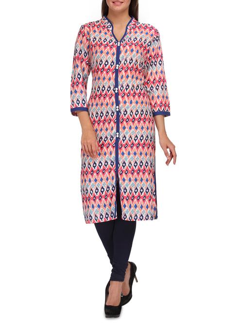 multicoloured rayon printed kurti - 1267420 - Very Small Image - 1