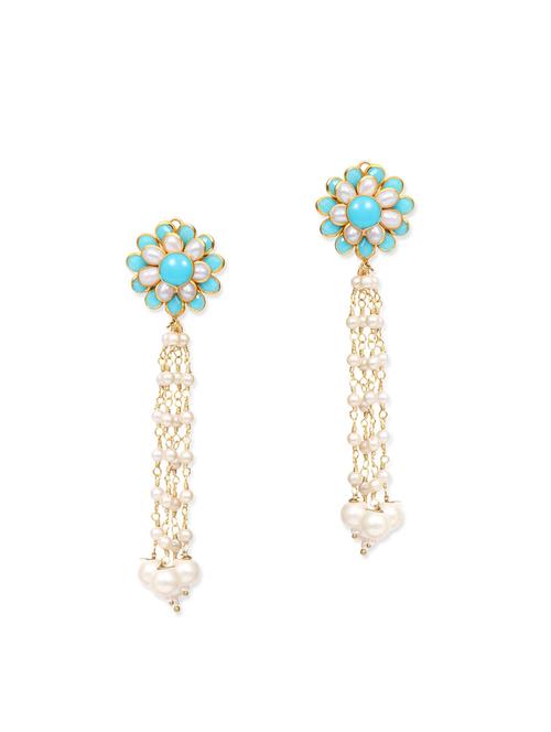 gold metal pearl earrings - 12677625 - Very Small Image - 1