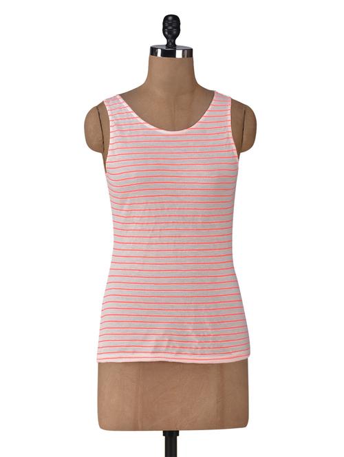 pink cotton lycra striped tank top - 1268764 - Very Small Image - 1