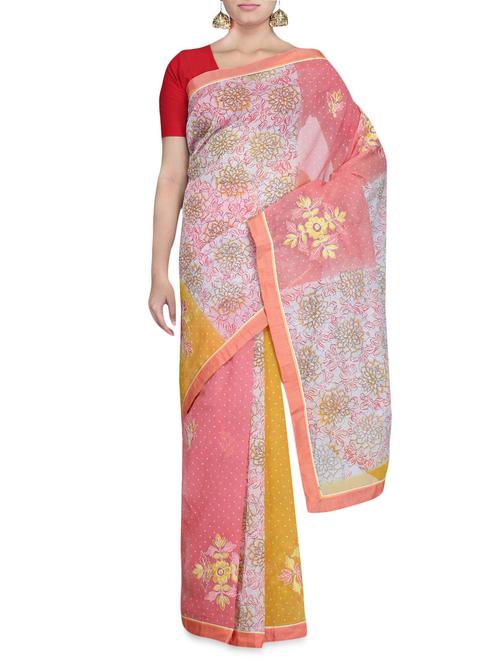 pink supernet printed sari - 1269187 - Very Small Image - 1