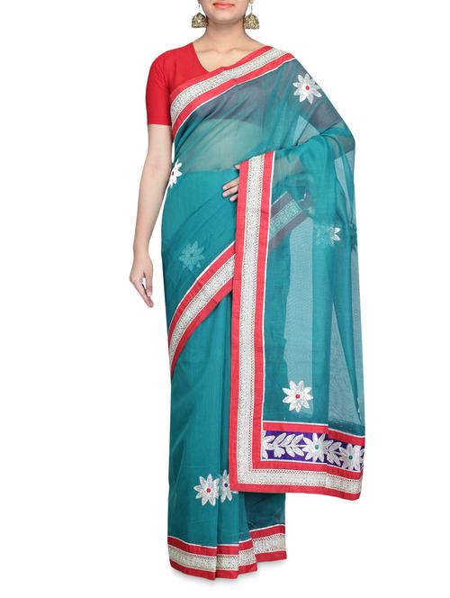 teal supernet patchwork sari - 1269201 - Very Small Image - 1