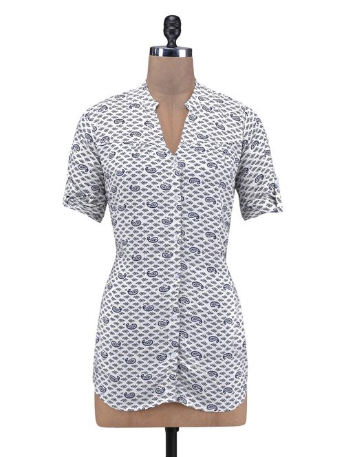 white paisley printed rayon tunic - 1270278 - Very Small Image - 1