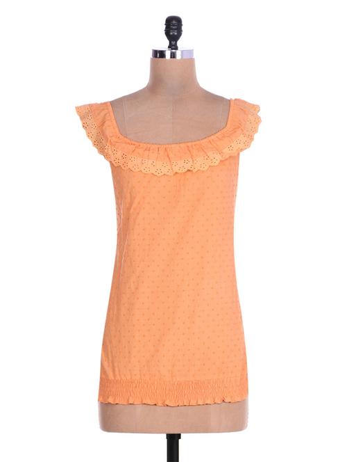 red cotton plain cut worked top - 1270821 - Very Small Image - 1
