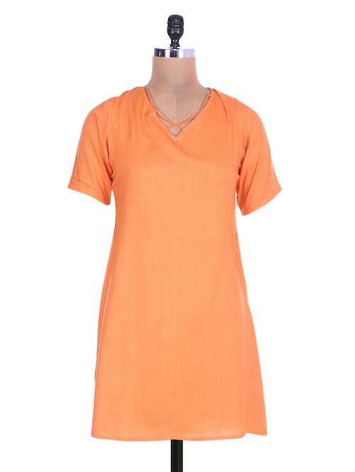 solid orange rayon dress - 1270936 - Very Small Image - 1