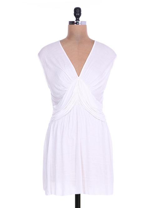 white viscose plain gathers top - 1271319 - Very Small Image - 1