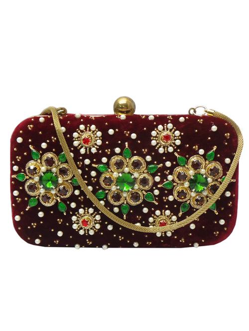 red embellished velvet clutch - 1271615 - Very Small Image - 1