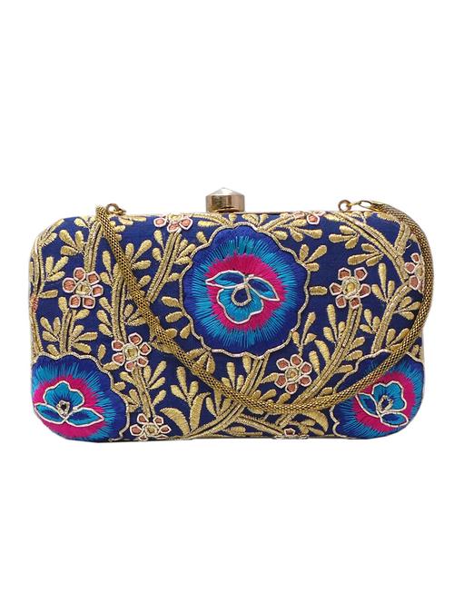 blue embellished fabric clutch - 1271630 - Very Small Image - 1