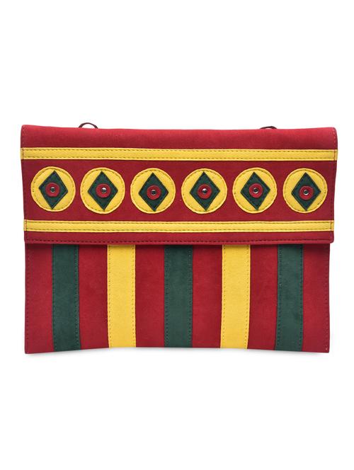 multi-coloured appliqued suede clutch - 1274053 - Very Small Image - 1