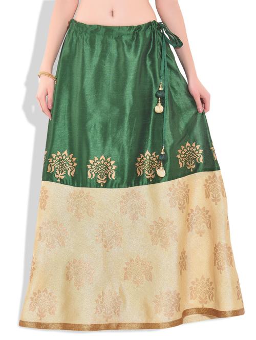 green dupion silk block printed skirt - 1274254 - Very Small Image - 1