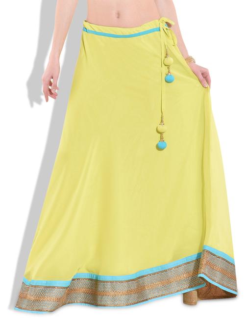 green faux georgette plain skirt - 1274261 - Very Small Image - 1