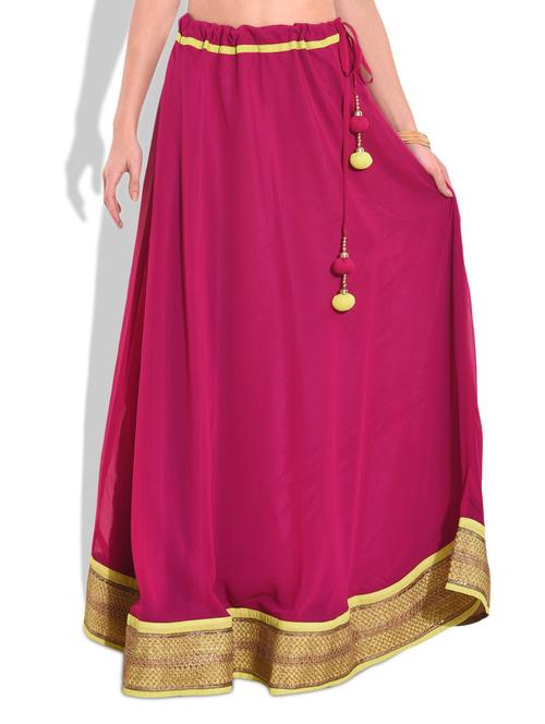 Red Faux Georgette Plain Skirt - 1274262 - Very Small Image - 1