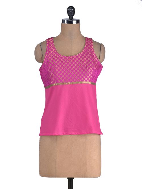 fuchsia brocade and cotton top - 1274264 - Very Small Image - 1