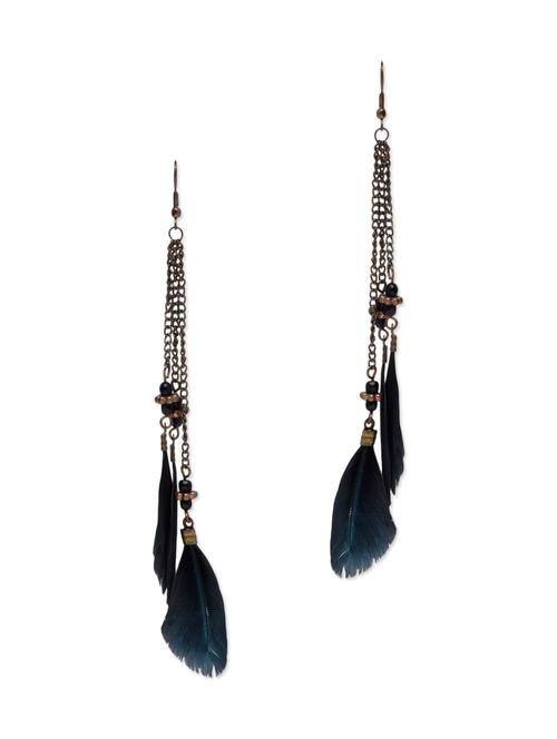 black feather drop earrings - 1274819 - Very Small Image - 1