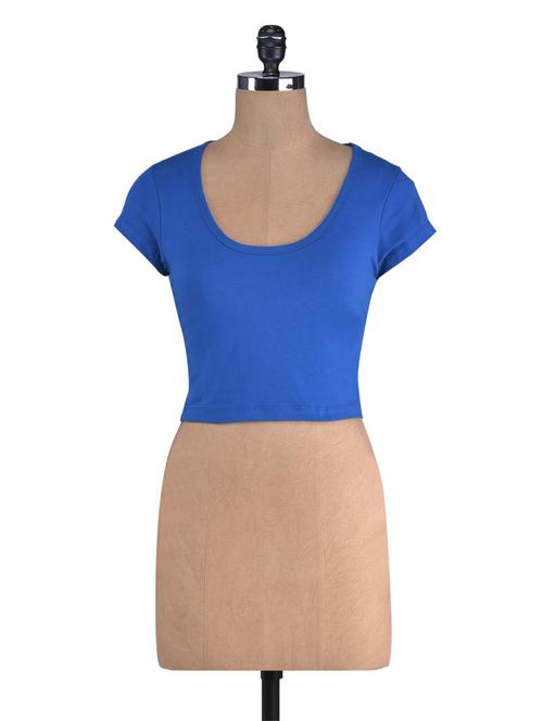 royal blue cotton lycra crop top - 1275357 - Very Small Image - 1