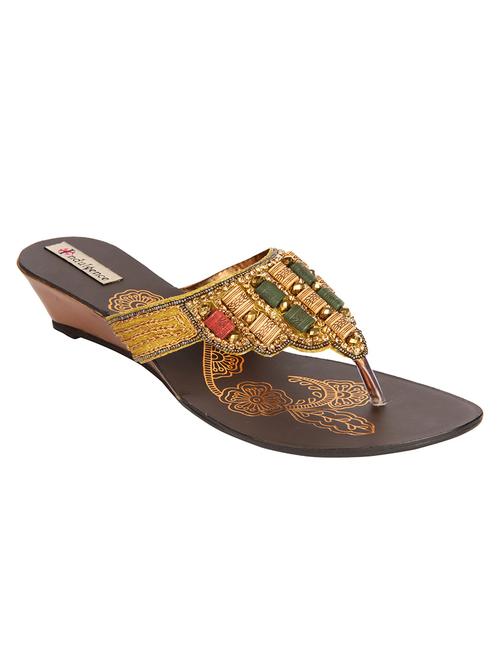 indulgence studded & braided women black wedges - 12753867 - Very Small Image - 1
