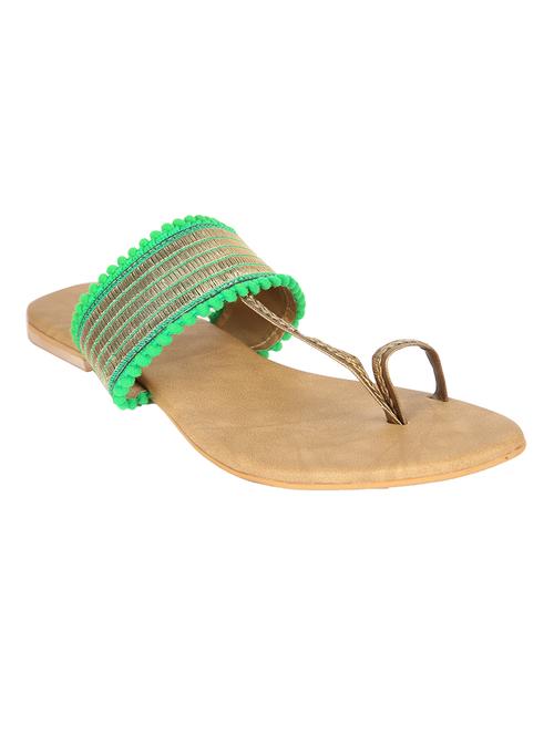 green fabric kolhapuris - 12753871 - Very Small Image - 1