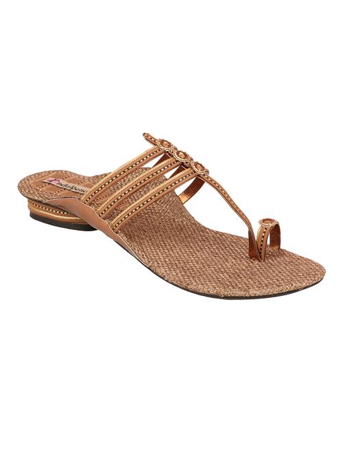 gold one toe kolhapuri - 12753877 - Very Small Image - 1