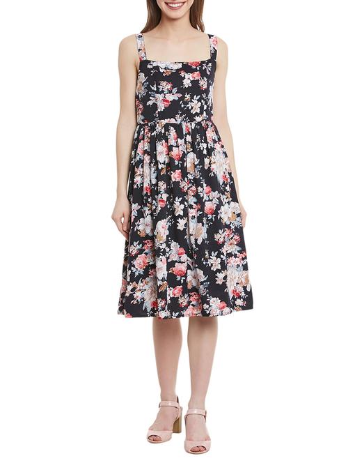 black floral printed crepe dress - 12758398 - Very Small Image - 1
